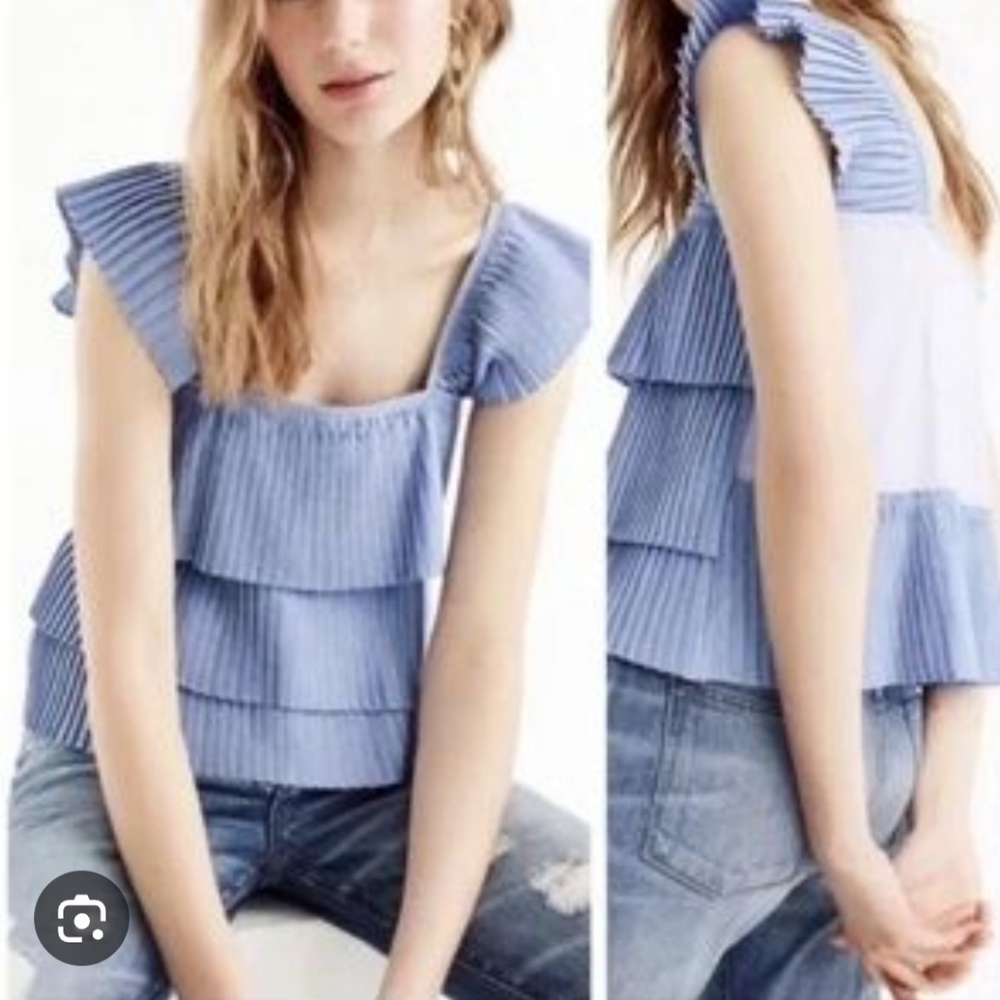 J. Crew Blue Pleated Women's Tank Top Size Medium
